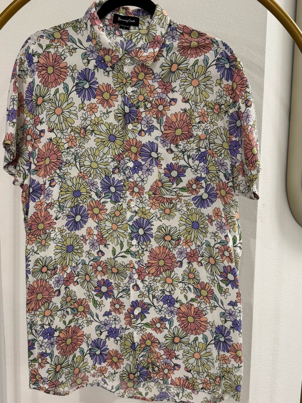 Tommy Bahama White Floral Short-Sleeve Button-Up Shirt size L